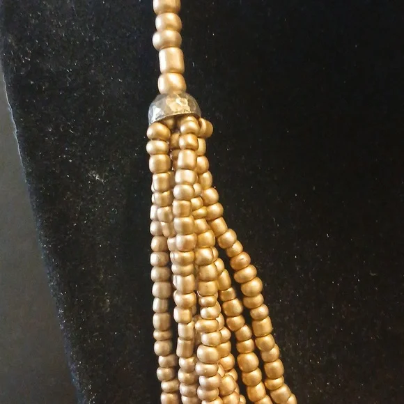 Elegant Gold Multi Stramd Beaded Necklace - Picture 2 of 8